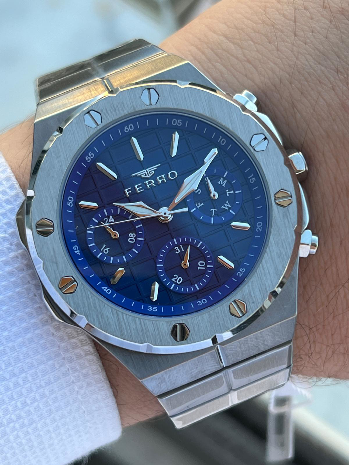 Ferro Çelik Kordon İç Fonksiyonları Aktif Chronograph 30 Mt Su Ge