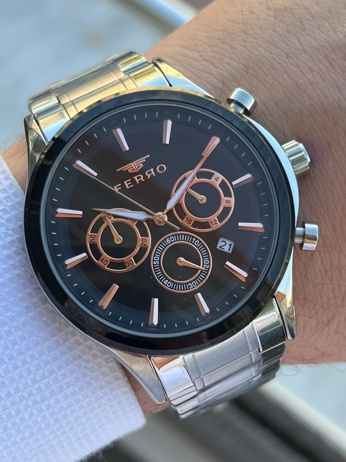 Ferro Çelik Kordon İç Fonksiyonları Aktif Chronograph 30 Mt Su Ge