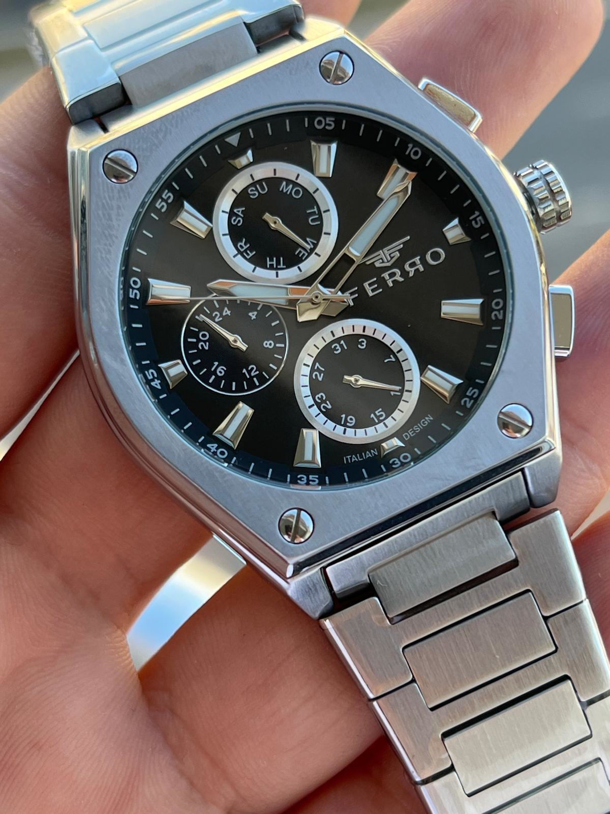 Ferro Çelik Kordon İç Fonksiyonları Aktif Chronograph 30 Mt Su Ge