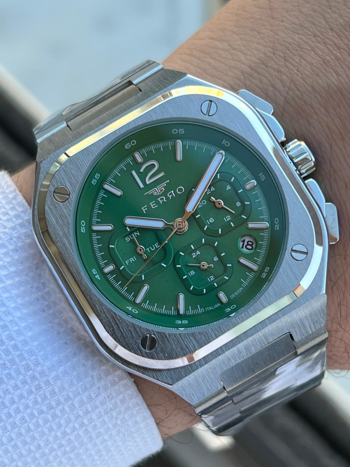 Ferro Çelik Kordon İç Fonksiyonları Aktif Chronograph 30 Mt Su Ge