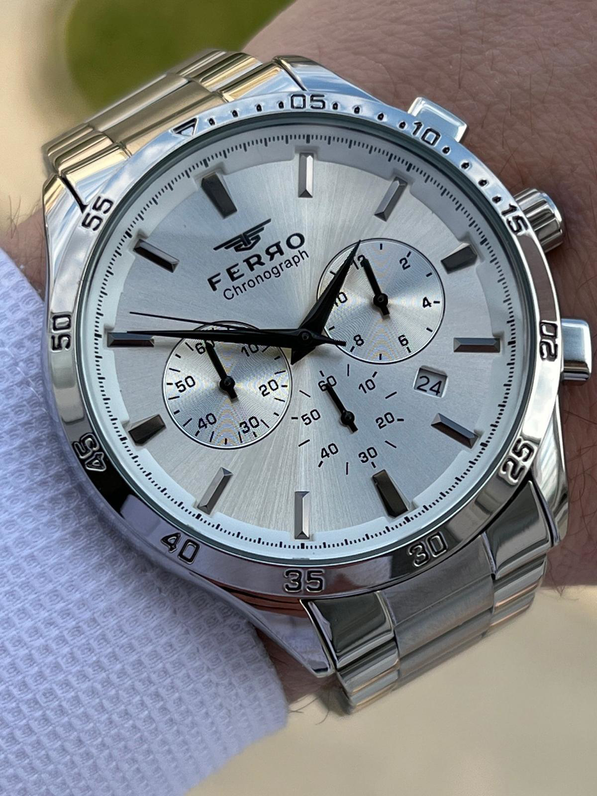 Ferro Çelik Kordon İç Fonksiyonları Aktif Chronograph 30 Mt Su Ge