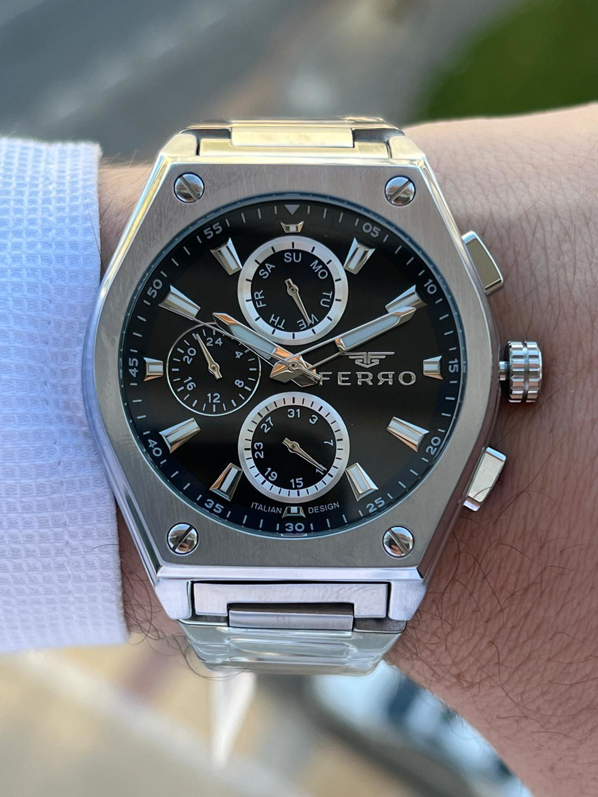 Ferro Çelik Kordon İç Fonksiyonları Aktif Chronograph 30 Mt Su Ge