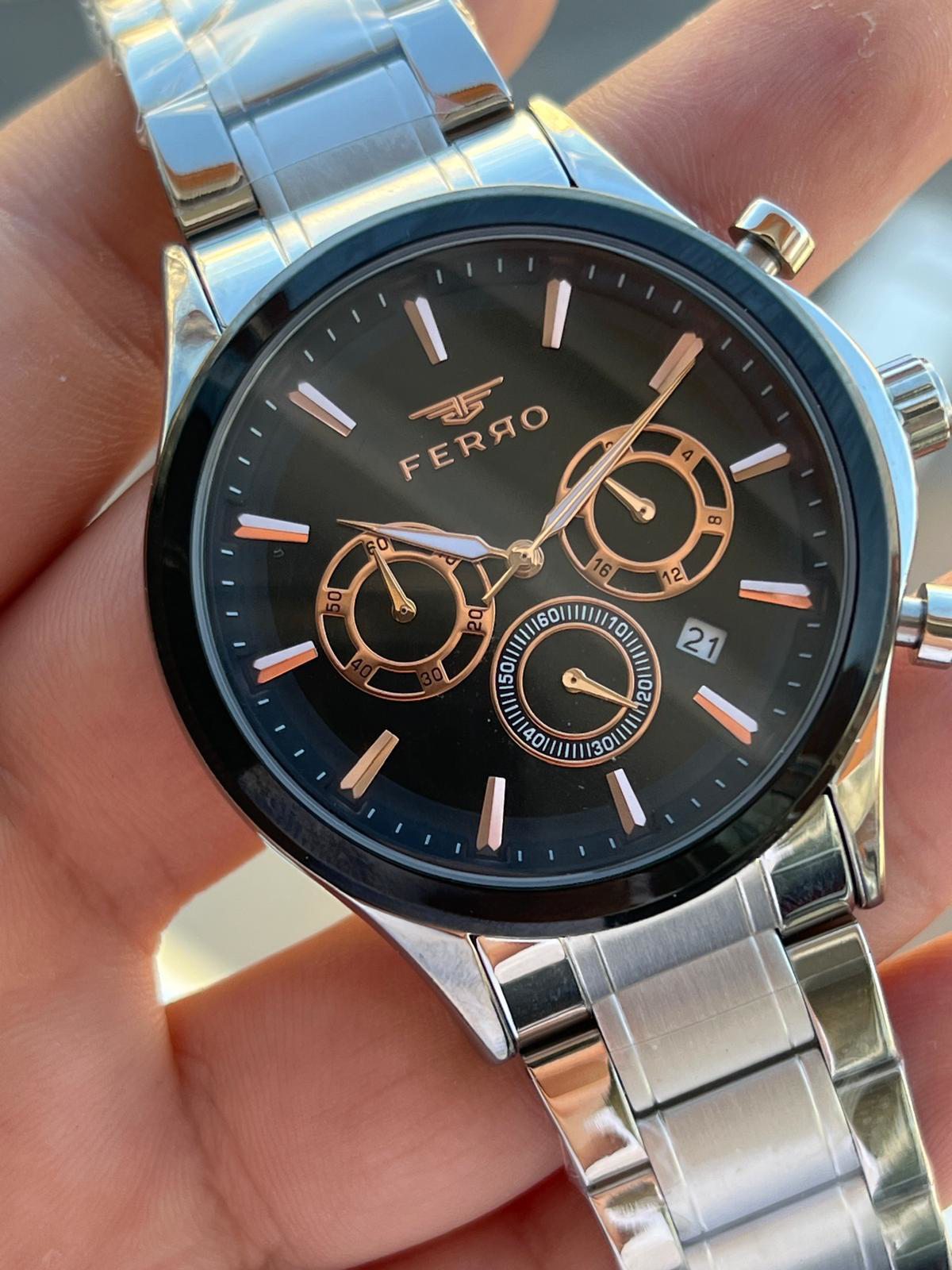 Ferro Çelik Kordon İç Fonksiyonları Aktif Chronograph 30 Mt Su Ge
