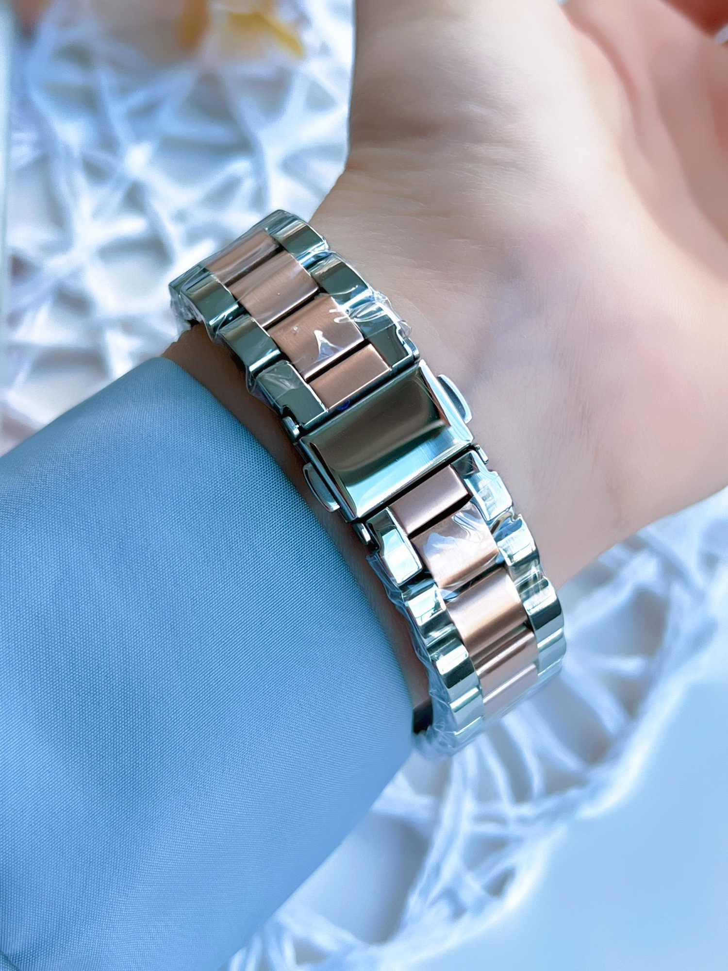 Ferro Çelik Kordonlu Gümüş/Rose Kararmaz Renk Atmaz 3 Atm  Özel T