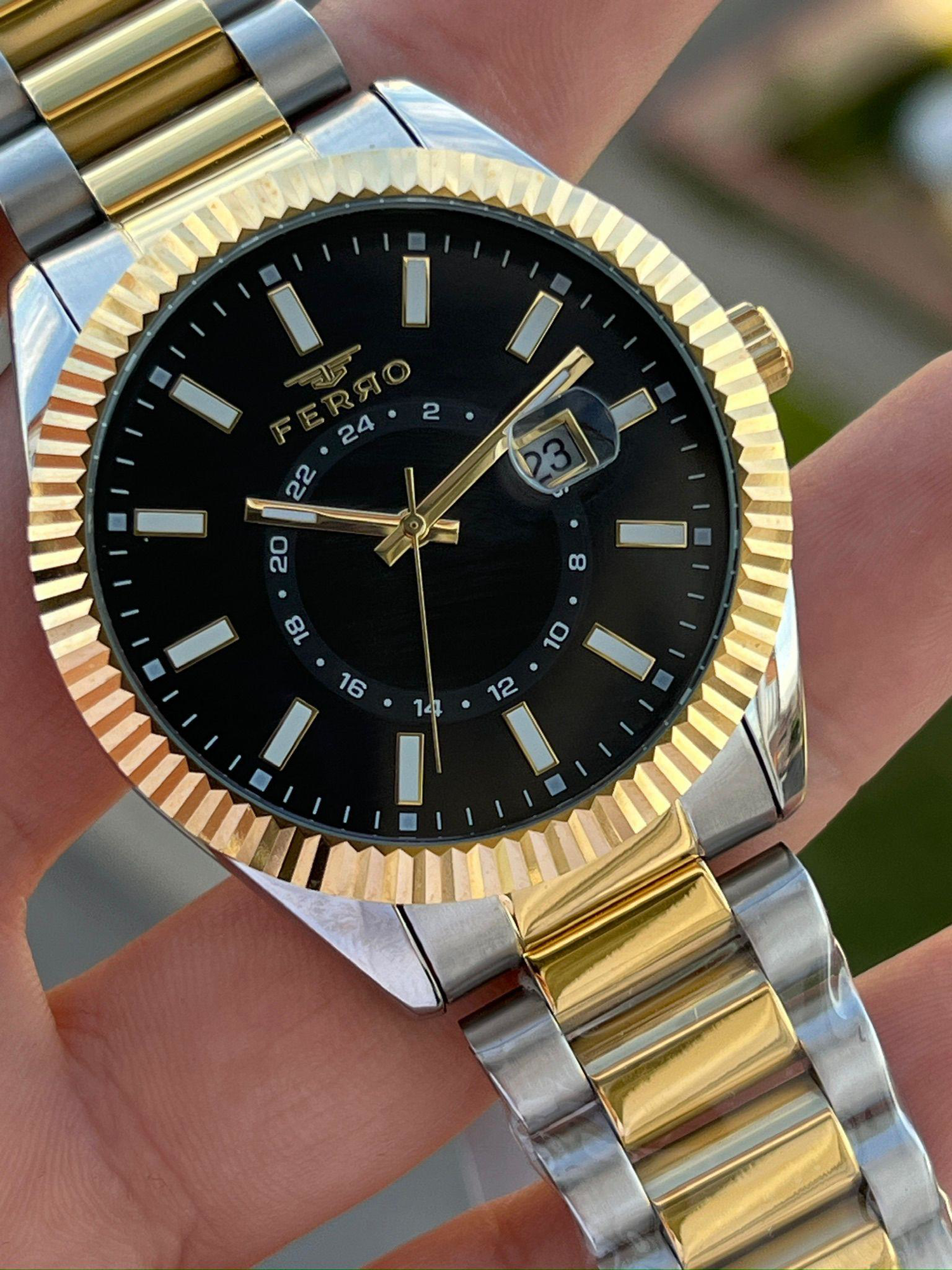 Ferro Çelik Kordon Takvimli 30 Mt Su Geçirmez Erkek Kol Saat EFM1