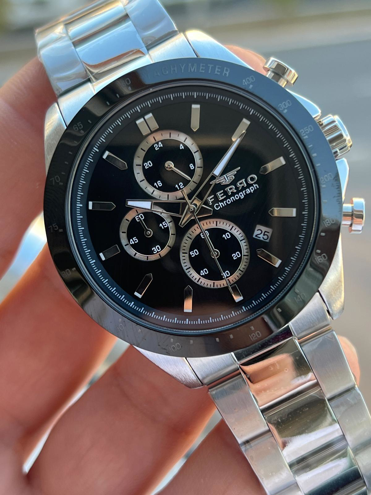 Ferro Çelik Kordon İç Fonksiyonları Aktif Chronograph 30 Mt Su Ge