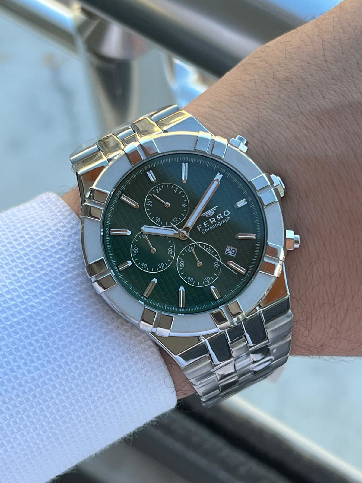 Ferro Çelik Kordon İç Fonksiyonları Aktif Chronograph 30 Mt Su Ge