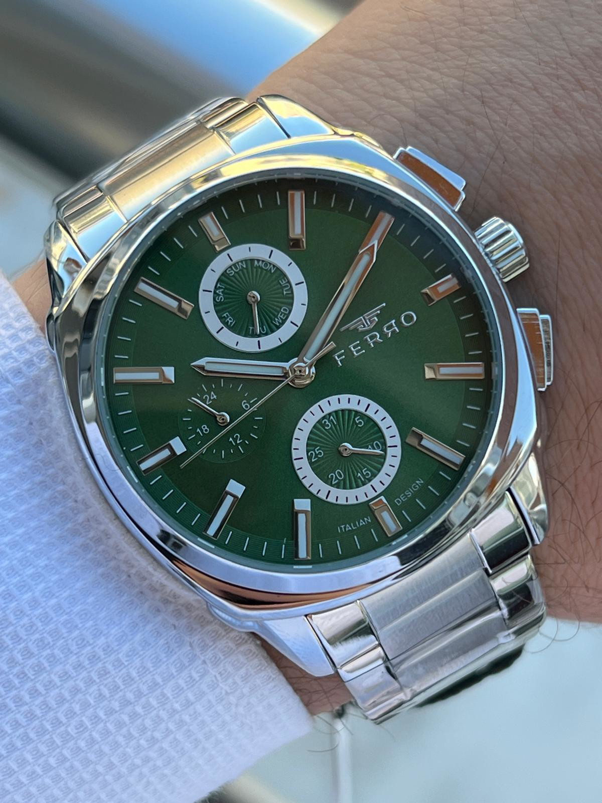 Ferro Çelik Kordon İç Fonksiyonları Aktif Chronograph 30 Mt Su Ge