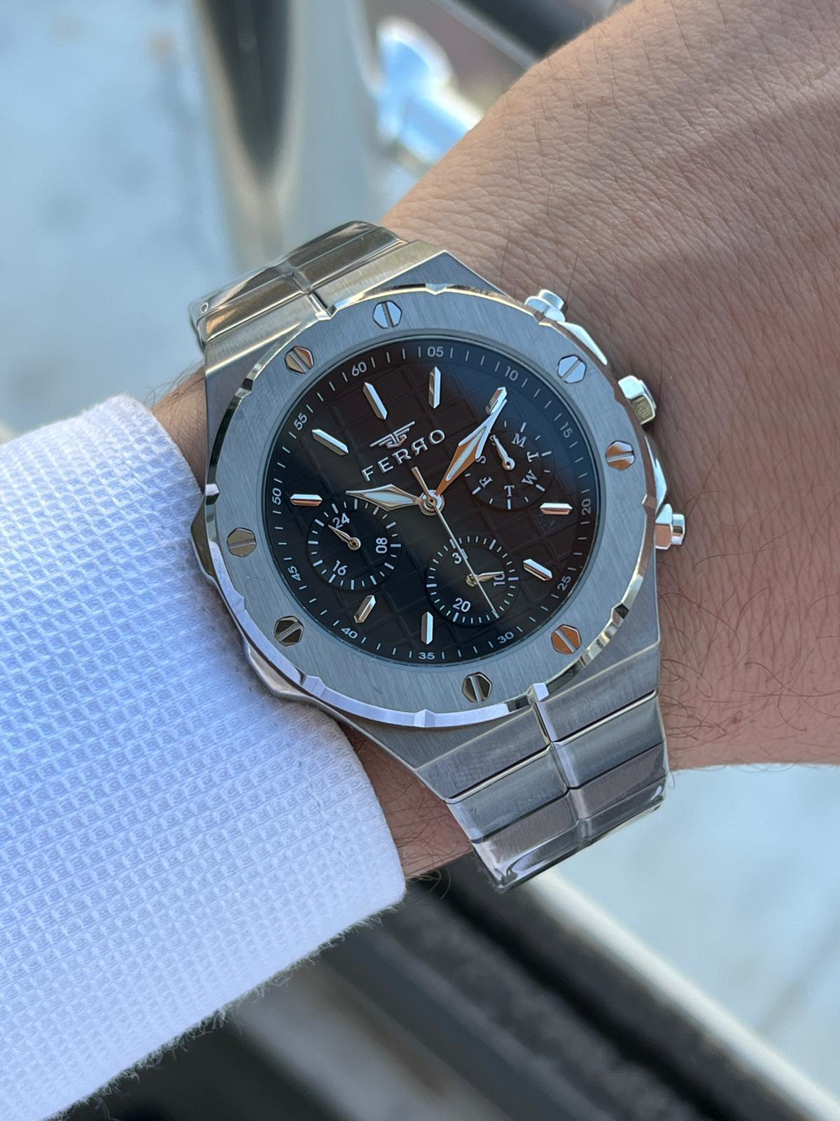 Ferro Çelik Kordon İç Fonksiyonları Aktif Chronograph 30 Mt Su Ge