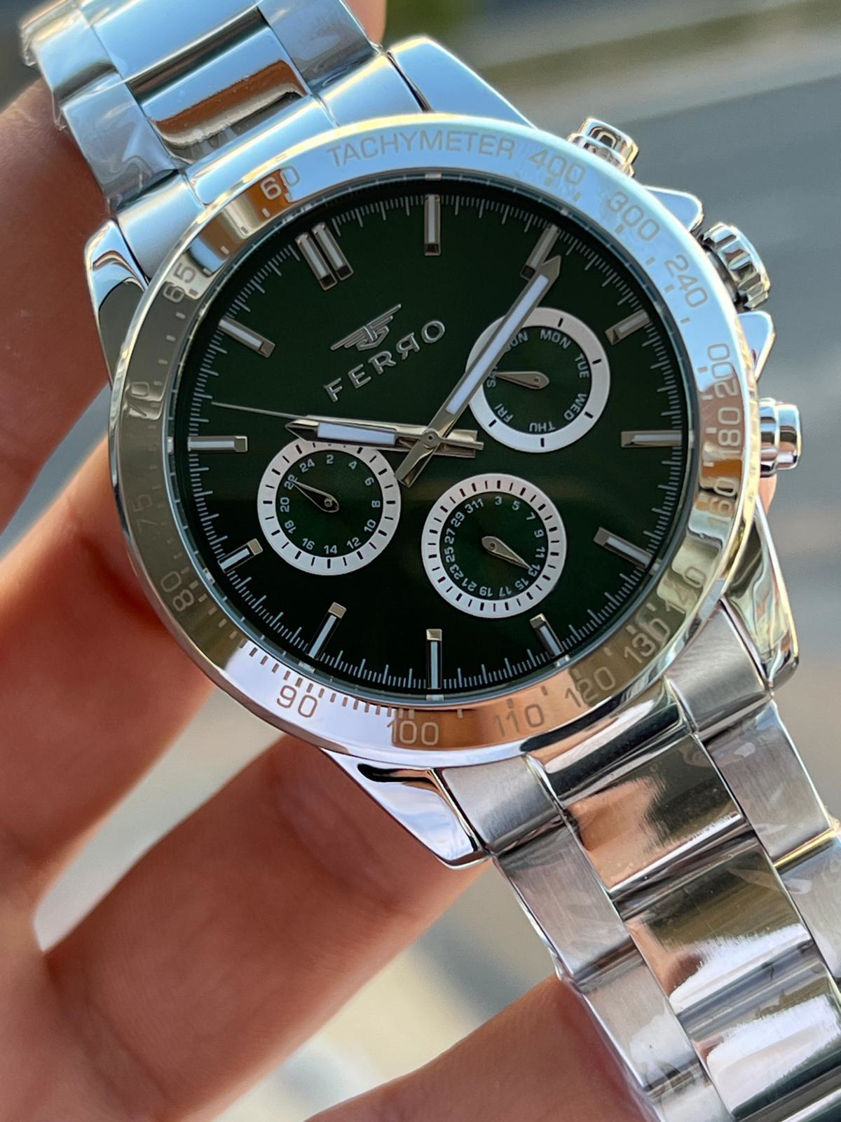 Ferro Çelik Kordon İç Fonksiyonları Aktif Chronograph 30 Mt Su Ge