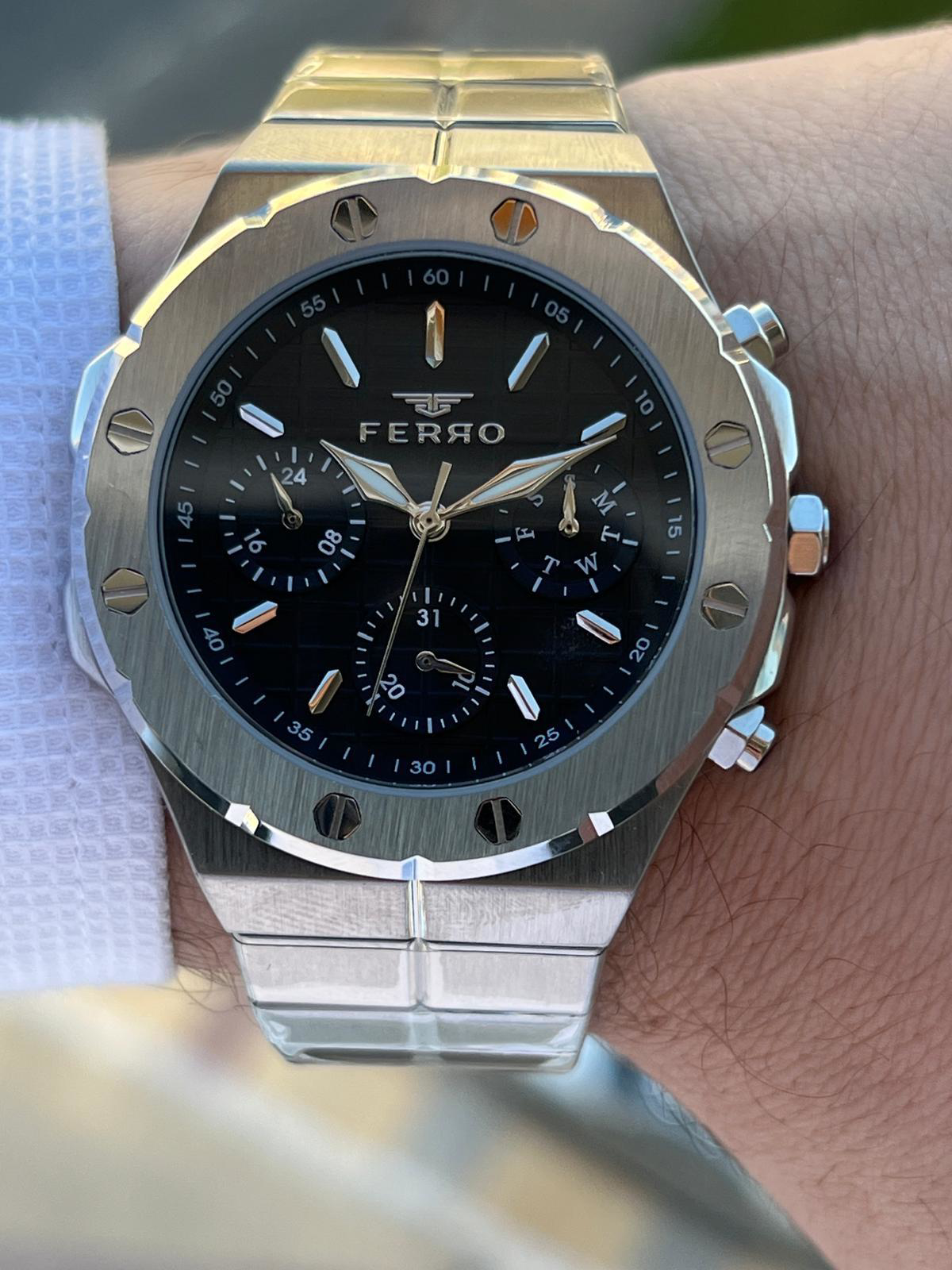 Ferro Çelik Kordon İç Fonksiyonları Aktif Chronograph 30 Mt Su Ge