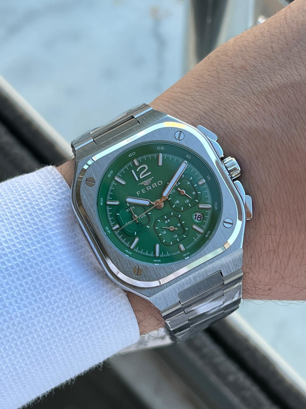 Ferro Çelik Kordon İç Fonksiyonları Aktif Chronograph 30 Mt Su Ge
