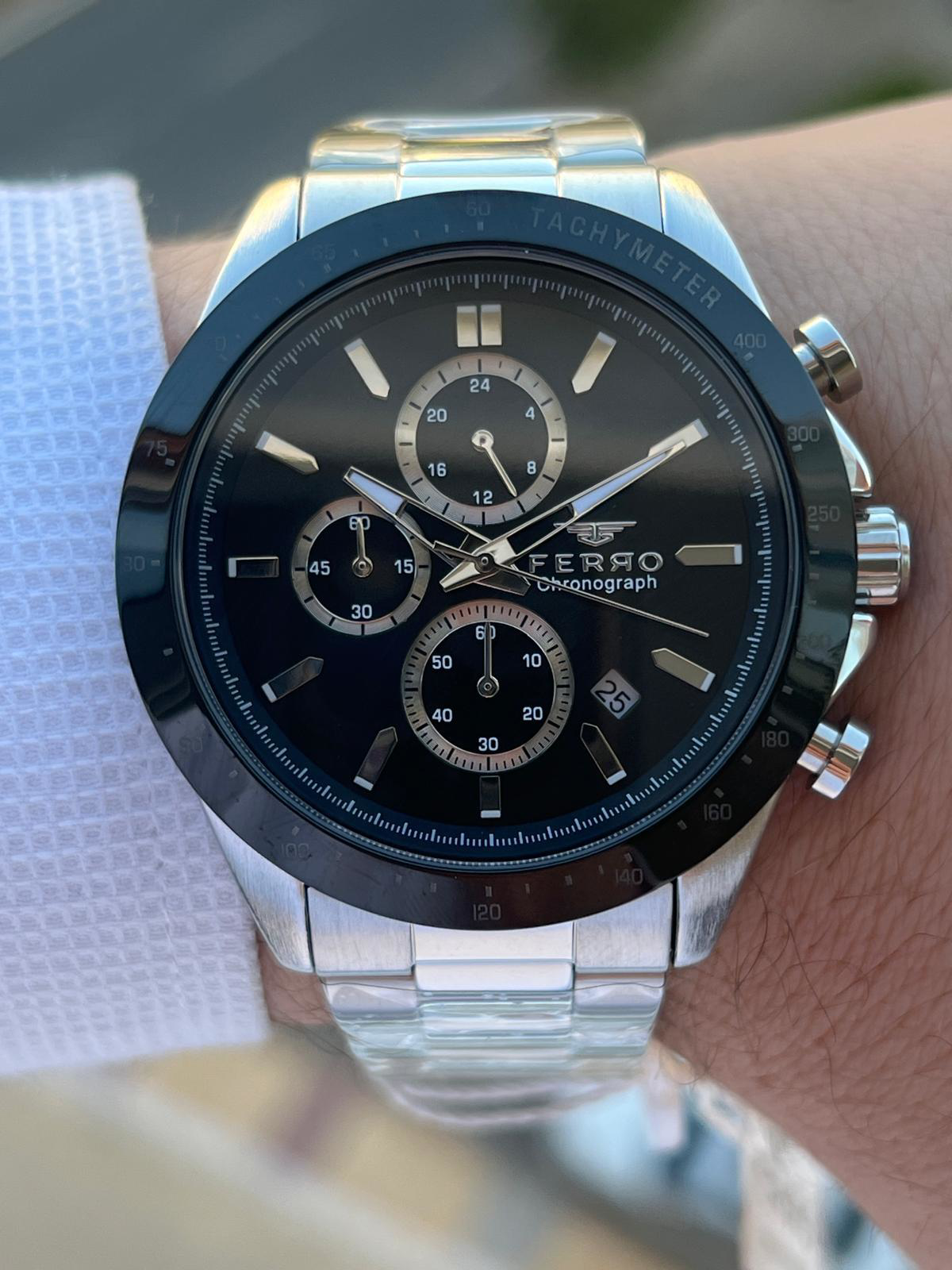Ferro Çelik Kordon İç Fonksiyonları Aktif Chronograph 30 Mt Su Ge