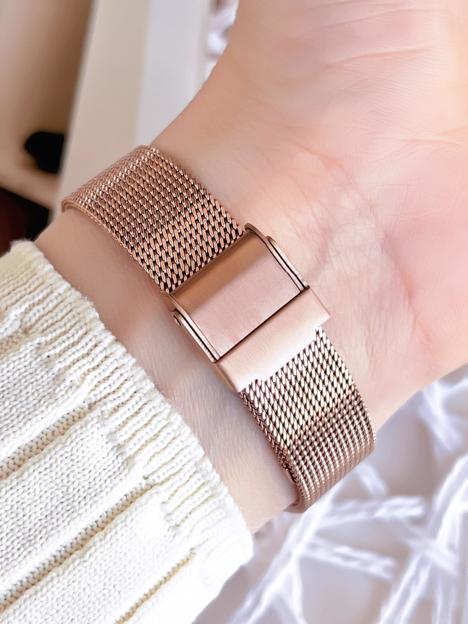 Ferro Hasır Kordonlu Rose Gold Kararmaz Renk Atmaz 3 Atm  Özel Ta