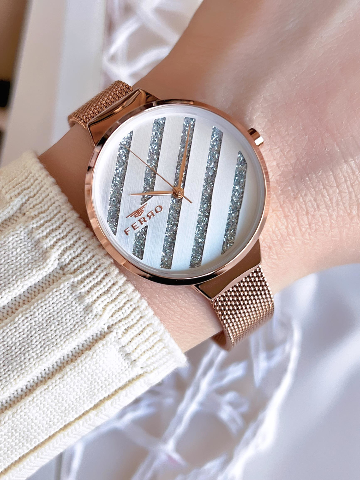 Ferro Hasır Kordonlu Rose Gold Kararmaz Renk Atmaz 3 Atm  Özel Ta Fiyatı, Yorumları ve Özellikleri