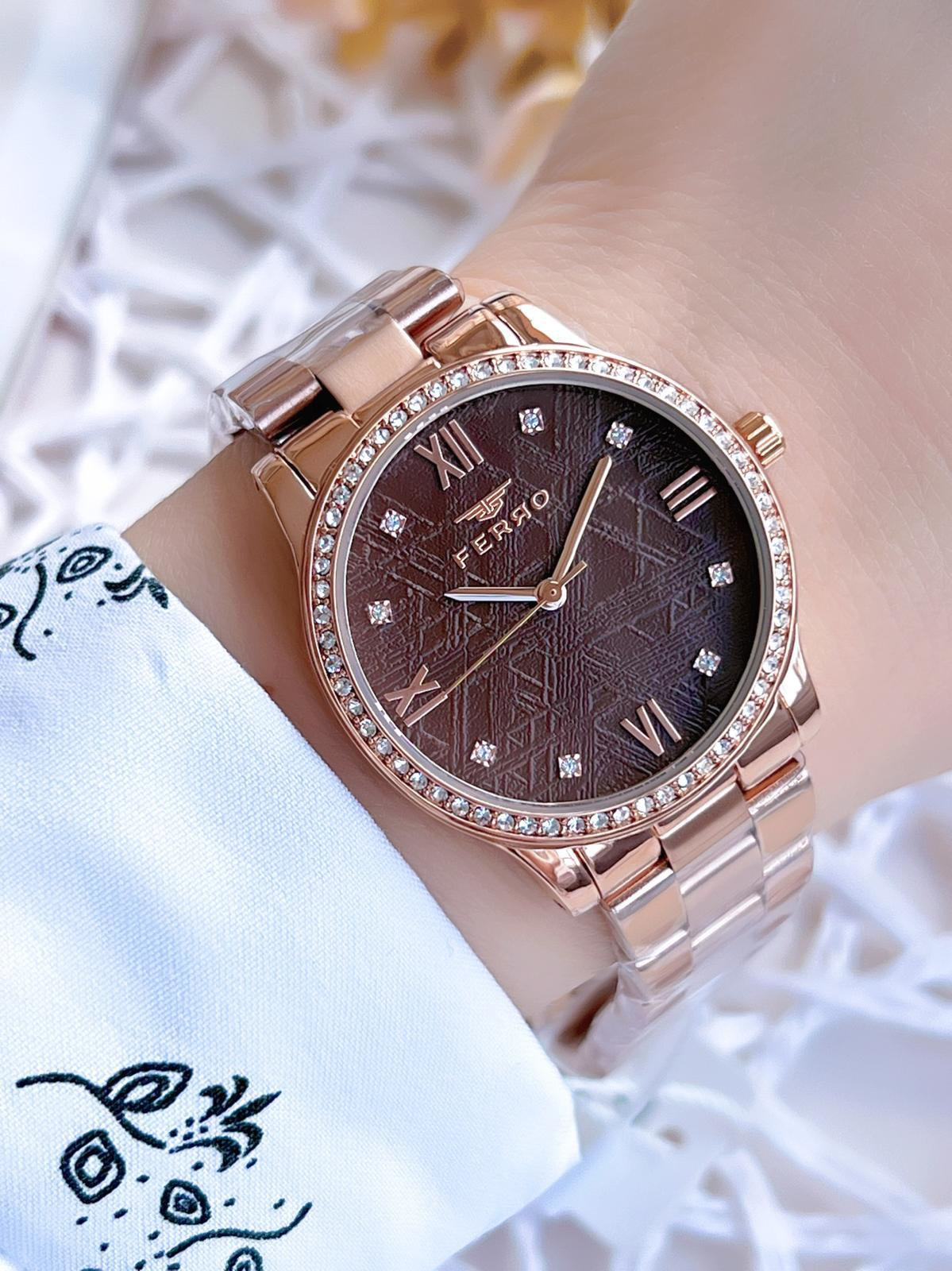 Ferro Rose Gold Renk 3 Atm Suya Dayanıklı Çelik Kordon Özel Tasar