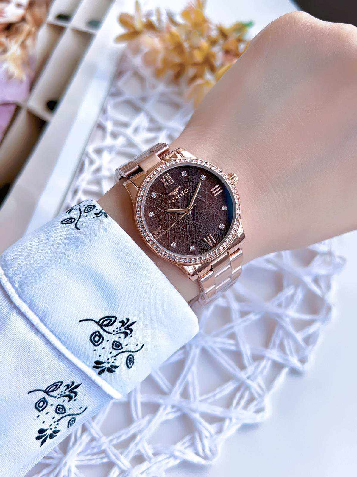 Ferro Rose Gold Renk 3 Atm Suya Dayanıklı Çelik Kordon Özel Tasar