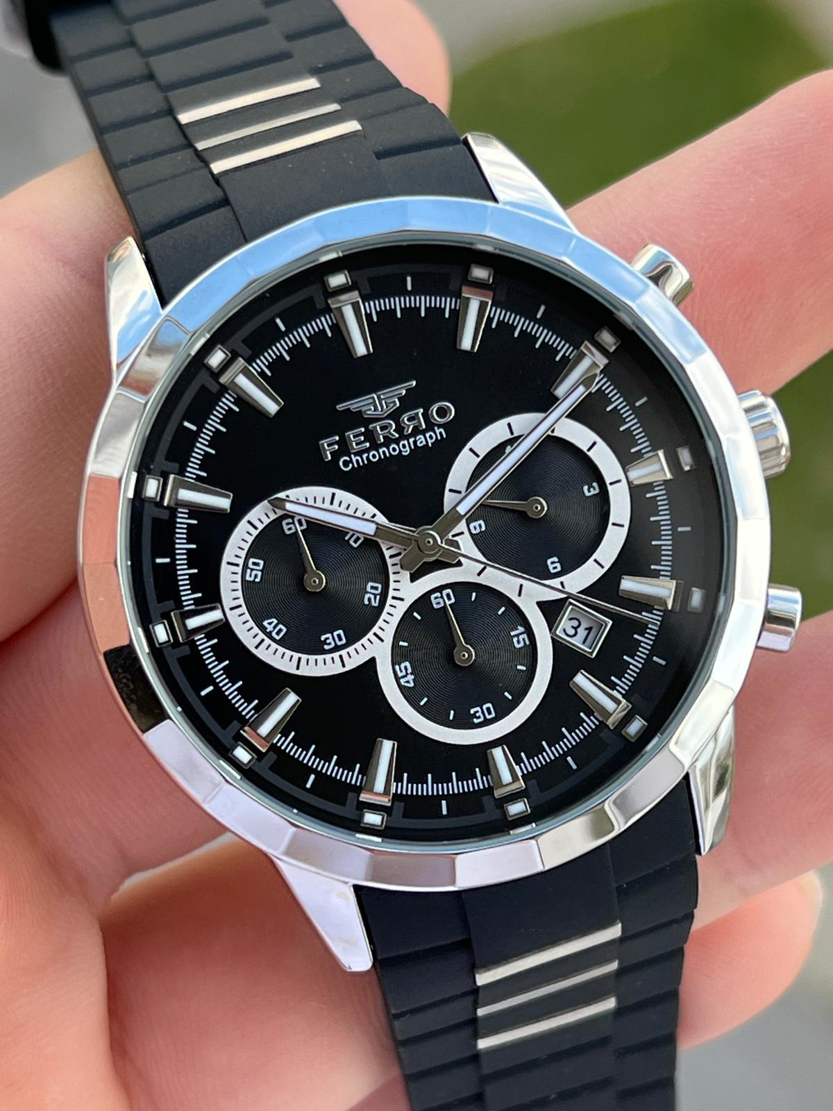 Ferro Takvimli Siyah Renk Slikon Kordon 30 Mt Su Geçirmez Erkek K