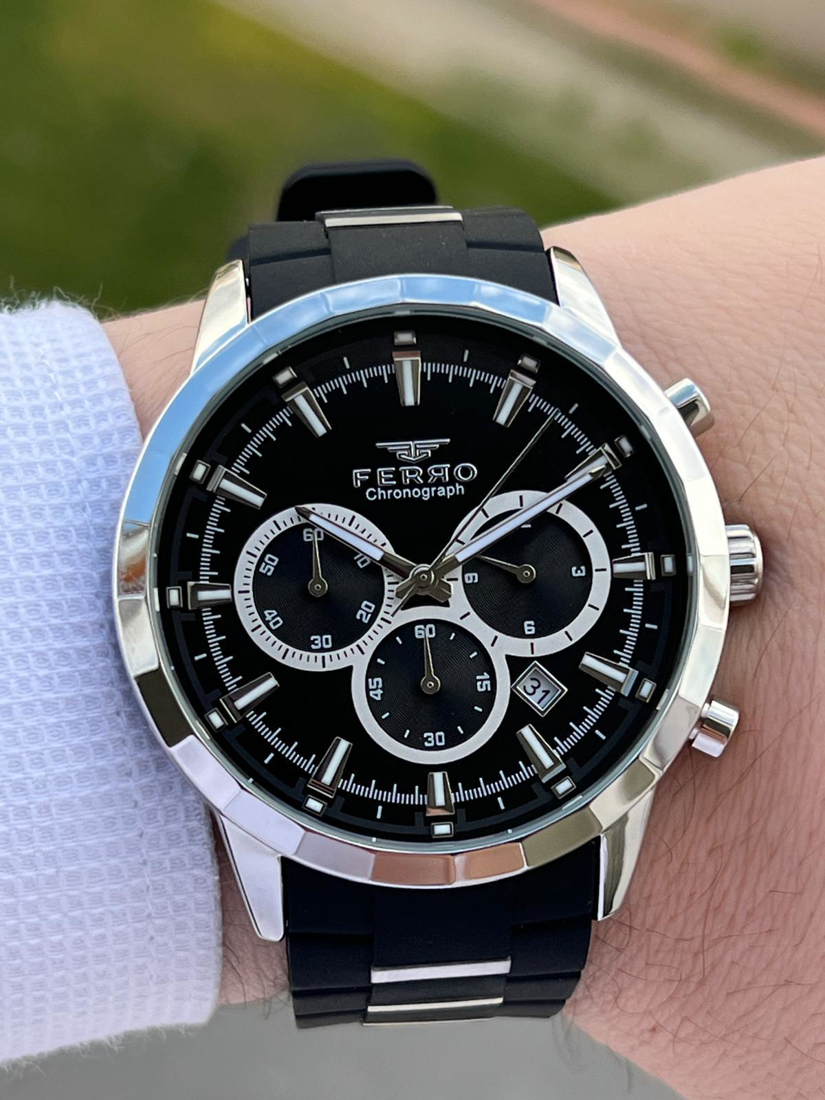 Ferro Takvimli Siyah Renk Slikon Kordon 30 Mt Su Geçirmez Erkek K