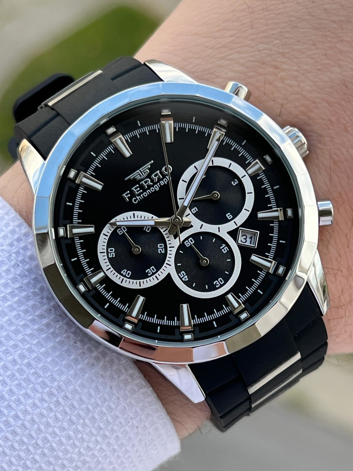 Ferro Takvimli Siyah Renk Slikon Kordon 30 Mt Su Geçirmez Erkek K