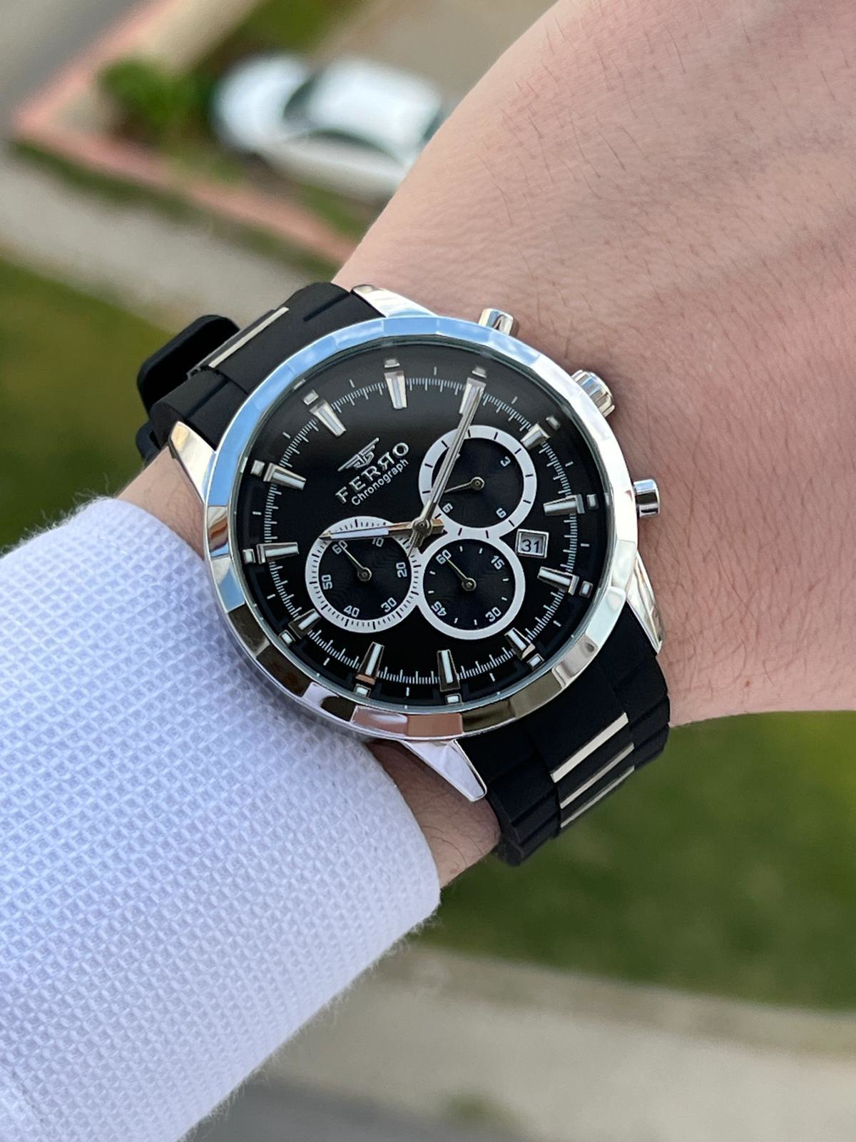 Ferro Takvimli Siyah Renk Slikon Kordon 30 Mt Su Geçirmez Erkek K