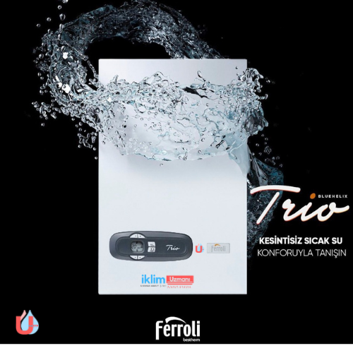 Ferroli  Bluehelix Trio 24 Kw Tam Yoğuşmali Kombi  (Baca Kiti Dahi