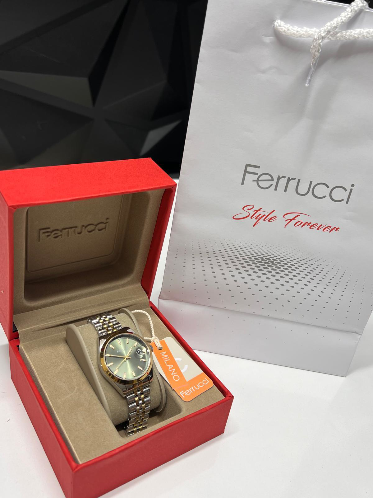 Ferrucci Çelik Kordon 2 Yıl Garantili Takvinli Kadran Suya Dayanı