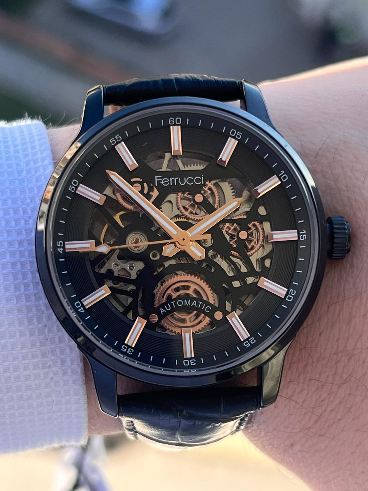 Ferrucci  Otomatik&Kurmalı 30 Atm Suya Dayanıklı Deri Kordonlu Erk