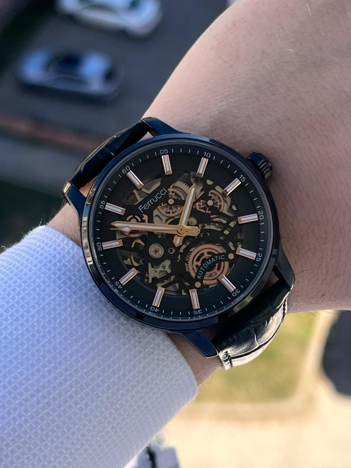 Ferrucci  Otomatik&Kurmalı 30 Atm Suya Dayanıklı Deri Kordonlu Erk