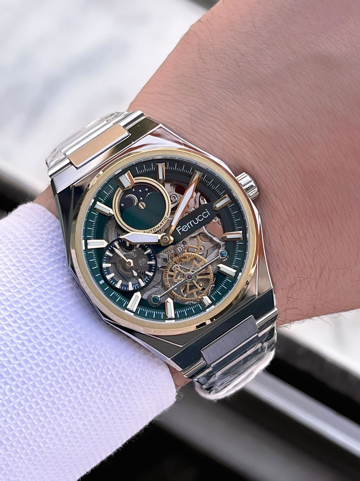 Ferrucci Otomatik&Kurmalı 3 Atm Suya Dayanıklı Çelik Kordonlu Erk