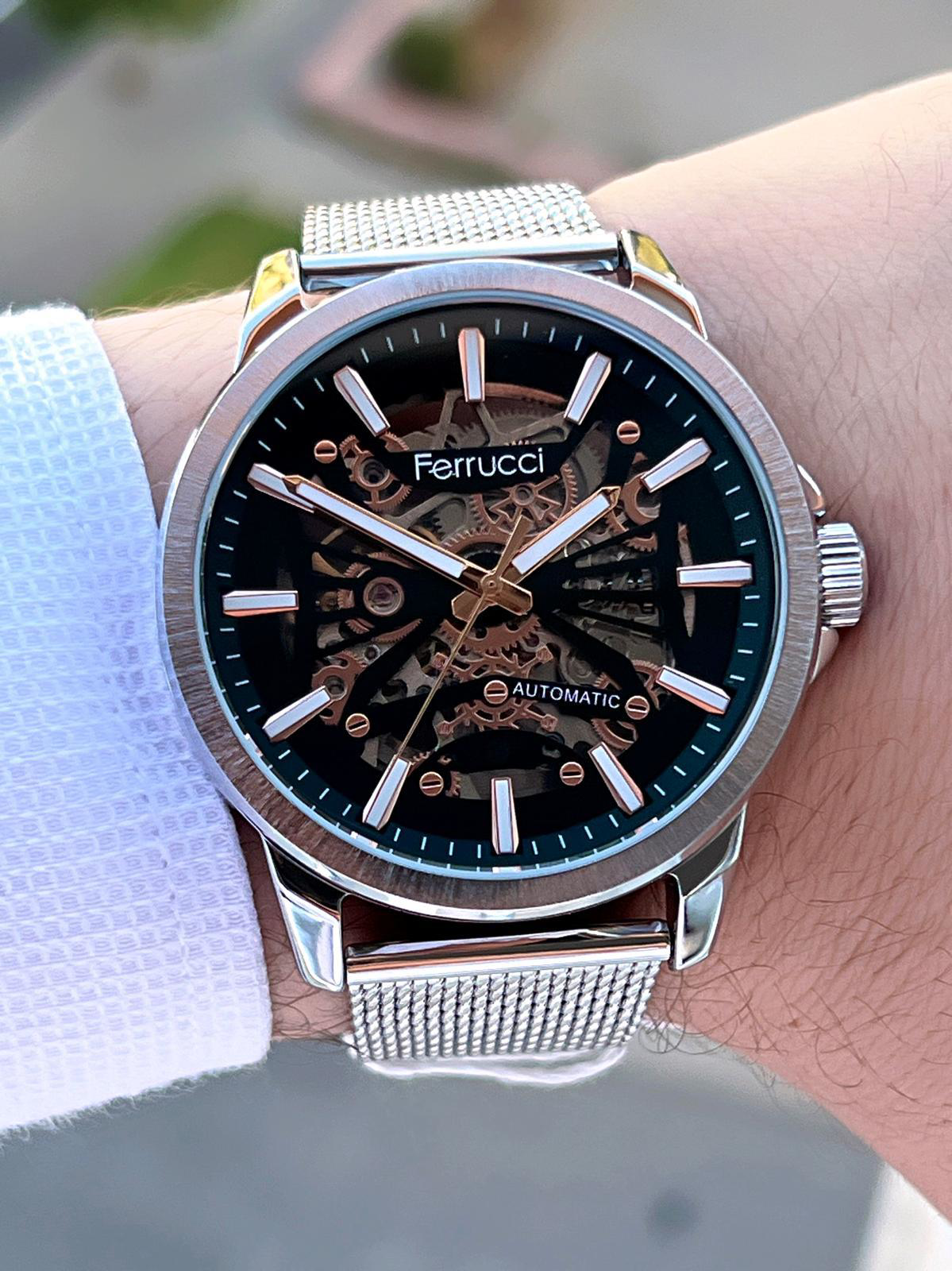 Ferrucci Otomatik&Kurmalı 3 Atm Suya Dayanıklı Çelik Kordonlu Erk Ferrucci Otomatik&Kurmalı 3 Atm Suya Dayanıklı Çelik Kordonlu Erk