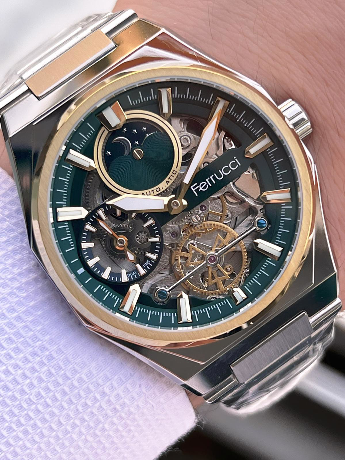 Ferrucci Otomatik&Kurmalı 3 Atm Suya Dayanıklı Çelik Kordonlu Erk