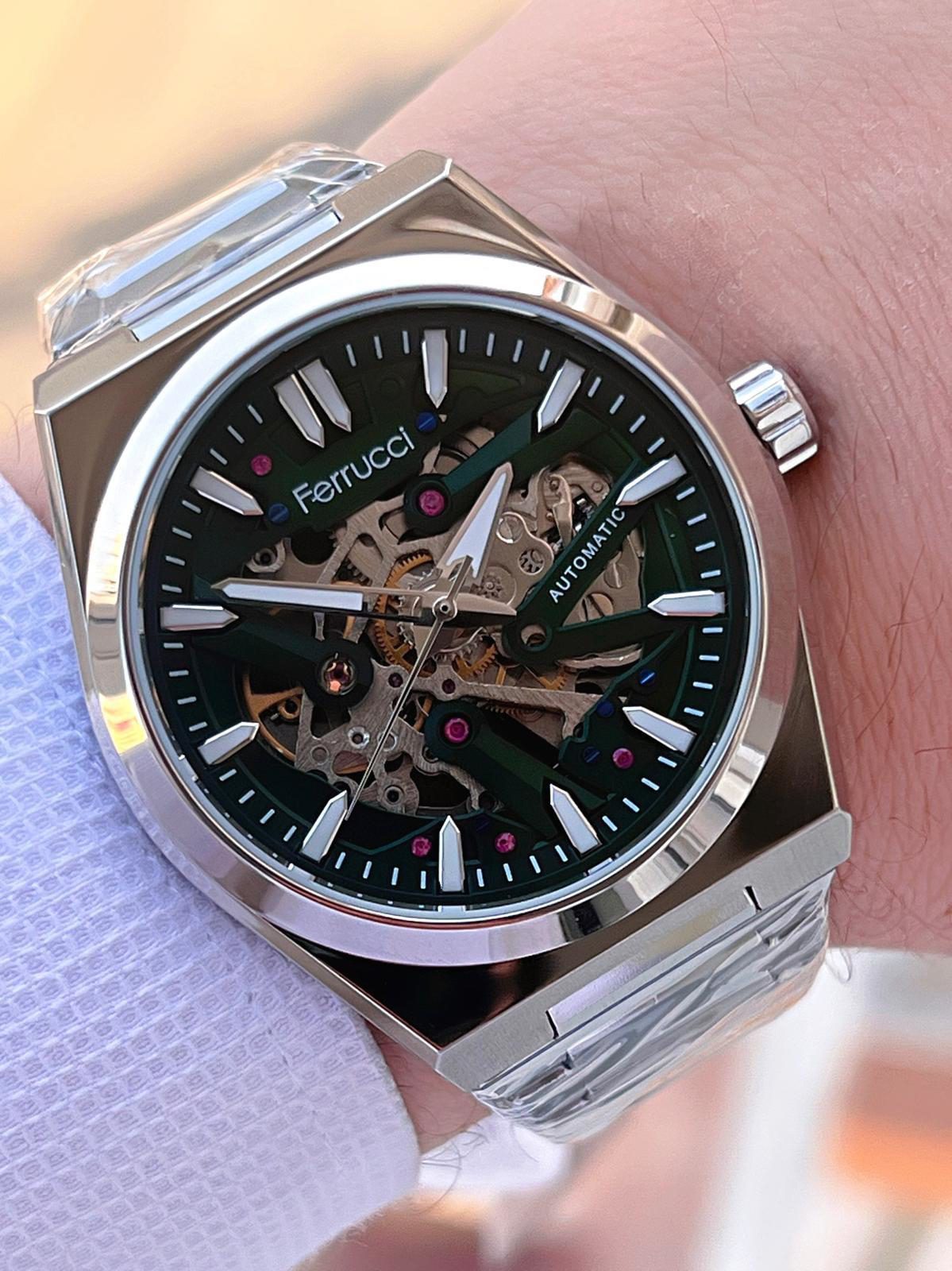 Ferrucci Otomatik&Kurmalı 3 Atm Suya Dayanıklı Çelik Kordonlu Erk