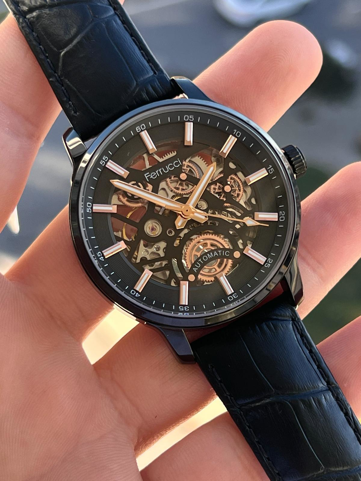 Ferrucci  Otomatik&Kurmalı 30 Atm Suya Dayanıklı Deri Kordonlu Erk