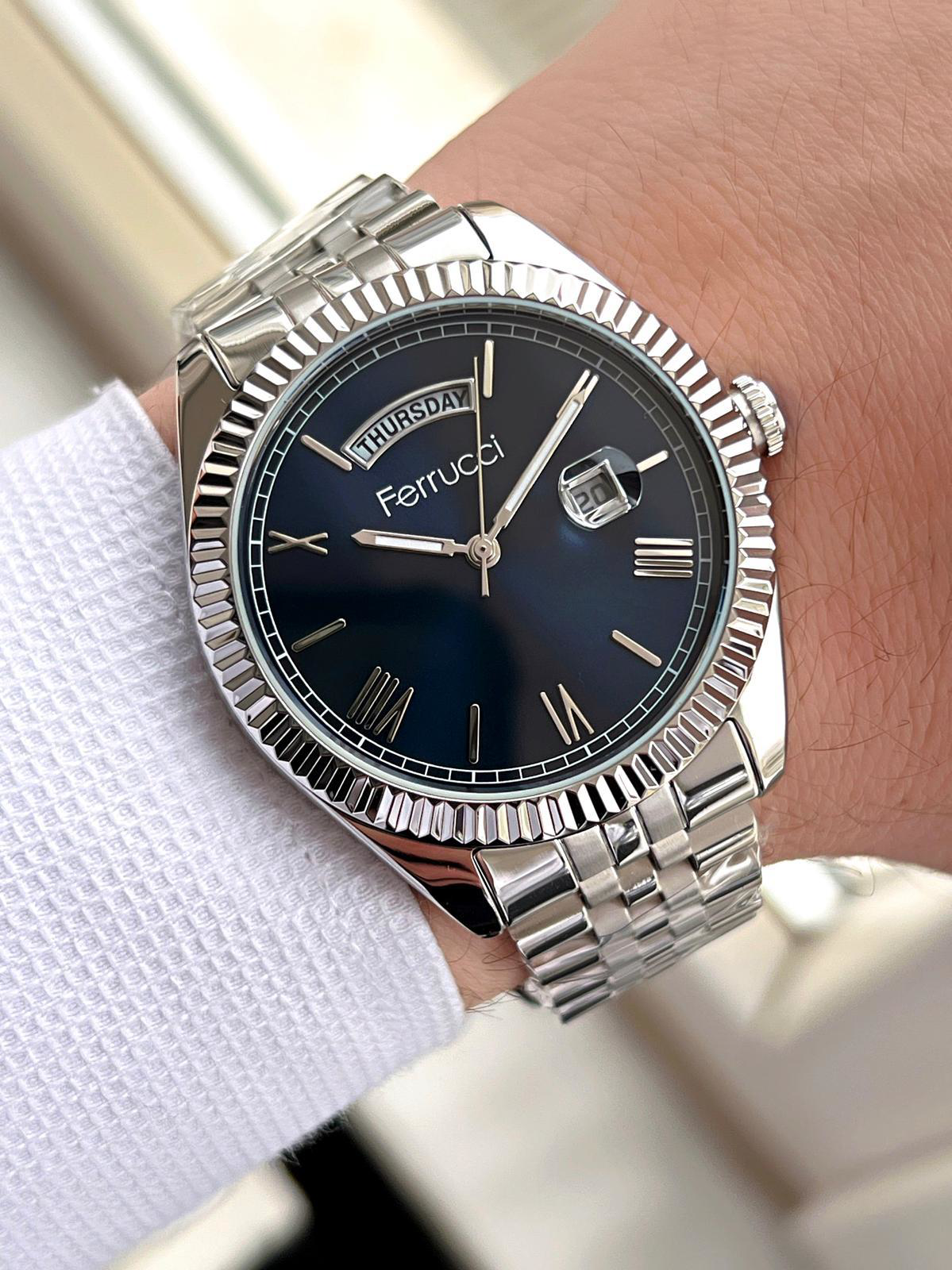 Ferrucci Rolex Model Çelik Kordon Takvimli Kadran 30 Mt Suya Daya Ferrucci Rolex Model Çelik Kordon Takvimli Kadran 30 Mt Suya Daya