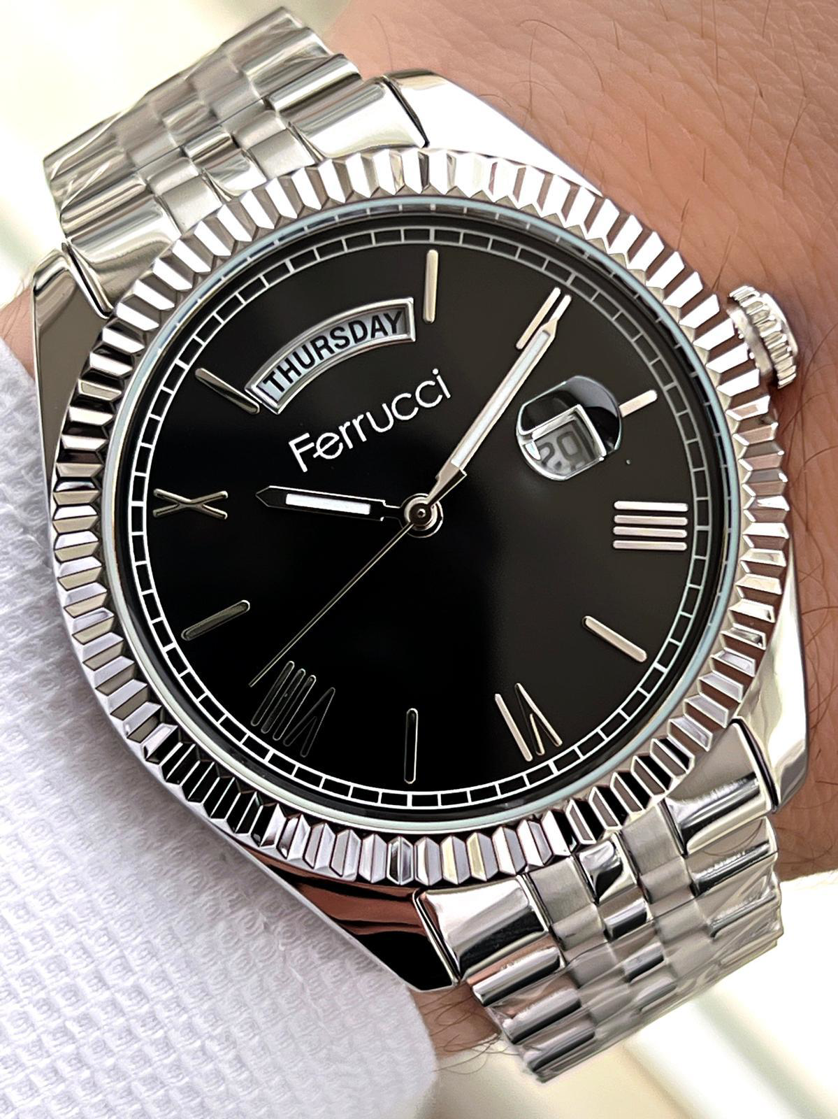 Ferrucci Rolex Model Çelik Kordon Takvimli Kadran 30 Mt Suya Daya
