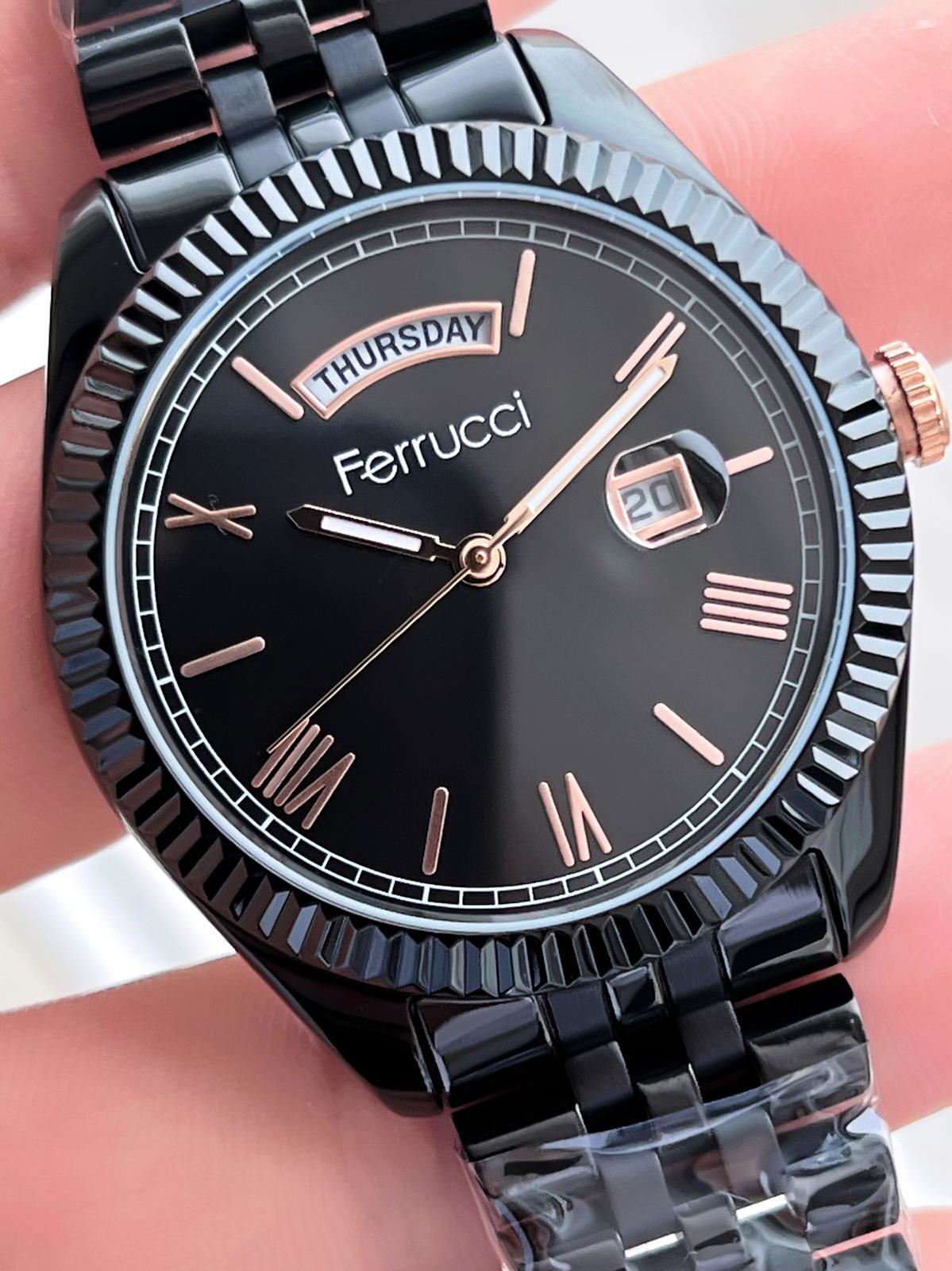 Ferrucci Rolex Model Çelik Kordon Takvimli Kadran 30 Mt Suya Daya
