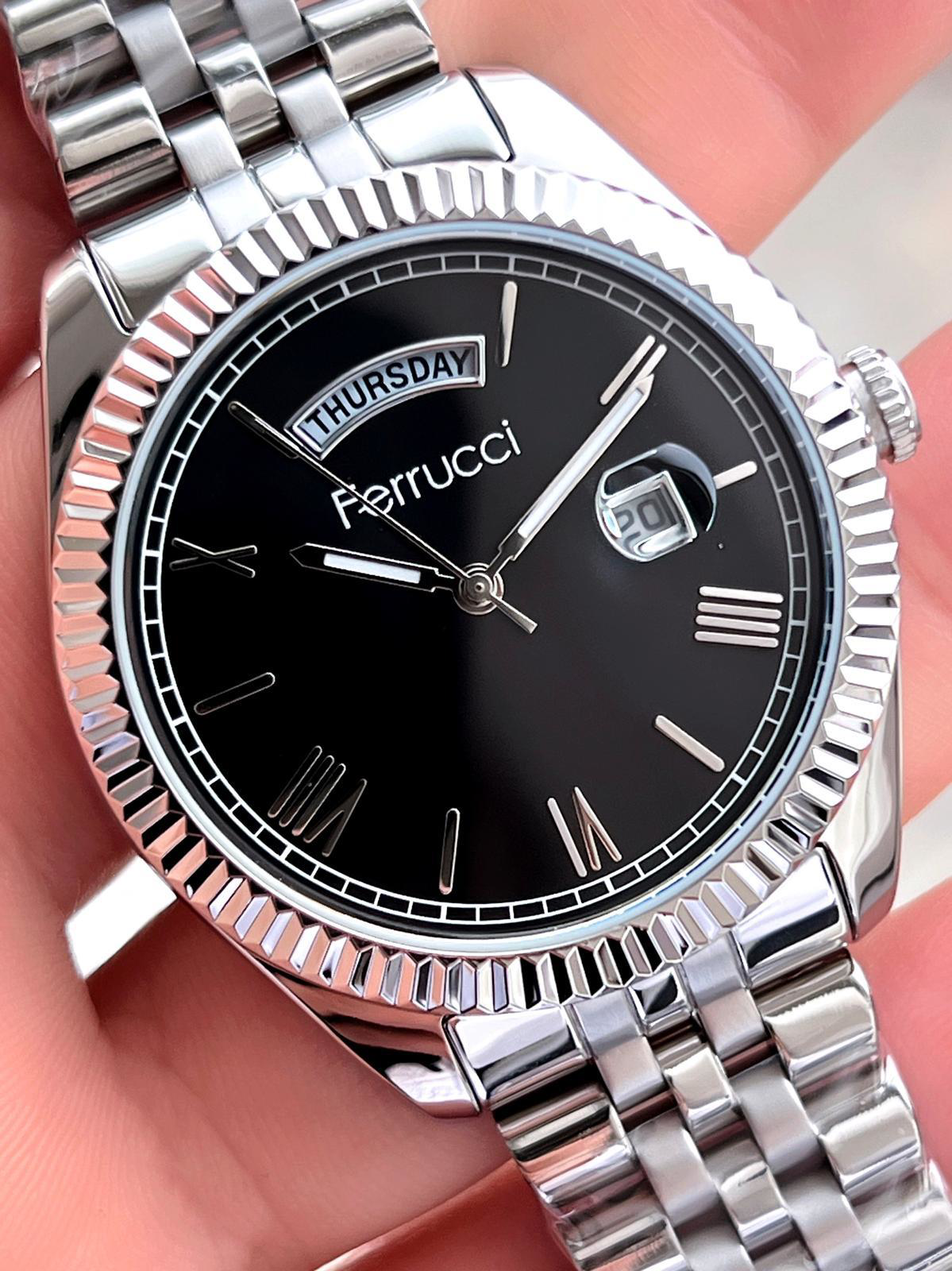 Ferrucci Rolex Model Çelik Kordon Takvimli Kadran 30 Mt Suya Daya
