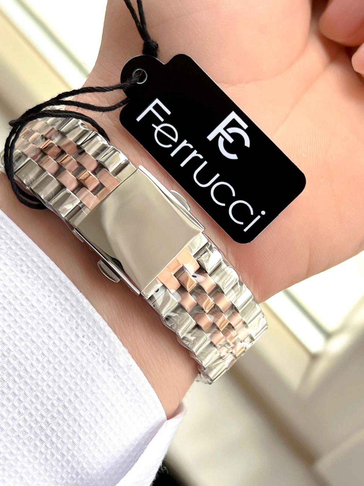 Ferrucci Rolex Model Çelik Kordon Takvimli Kadran 30 Mt Suya Daya