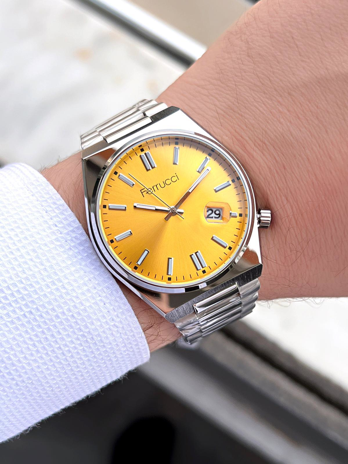 Ferrucci  Tsuyosa Model Çelik Kordon Takvimli Kadran 30 Mt Suya Da