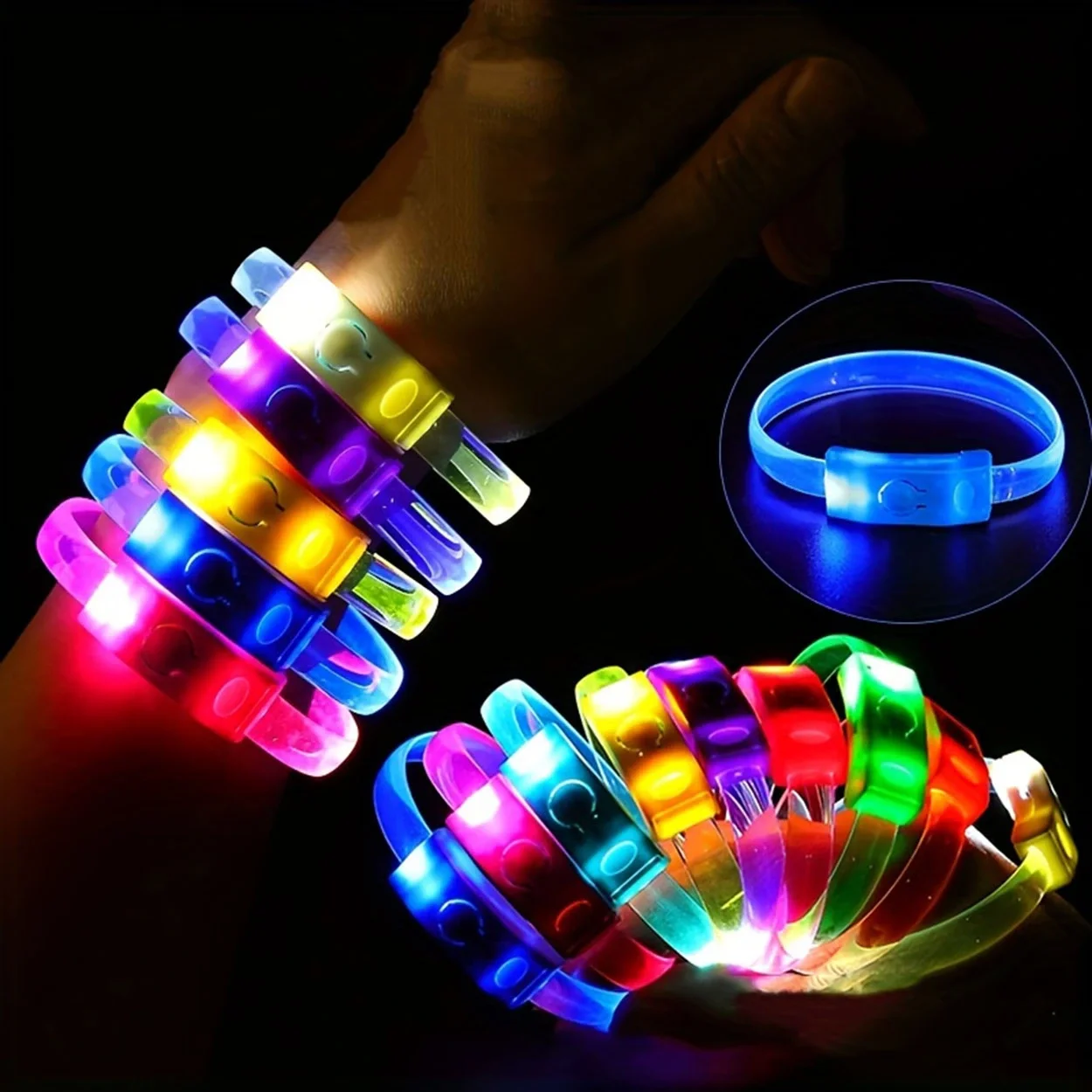 Festival &amp; Parti Led Bileklik Baskı Yapılabilir 3 Farklı Mod Işıklı 1 Adet