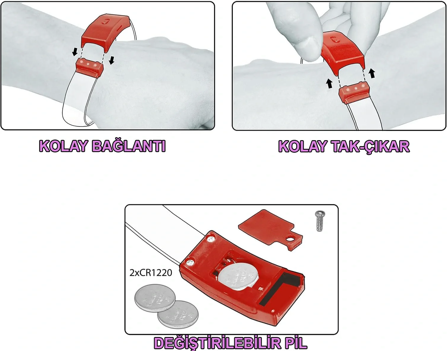 Festival &amp; Parti Led Bileklik Baskı Yapılabilir 3 Farklı Mod Işıklı 1 Adet