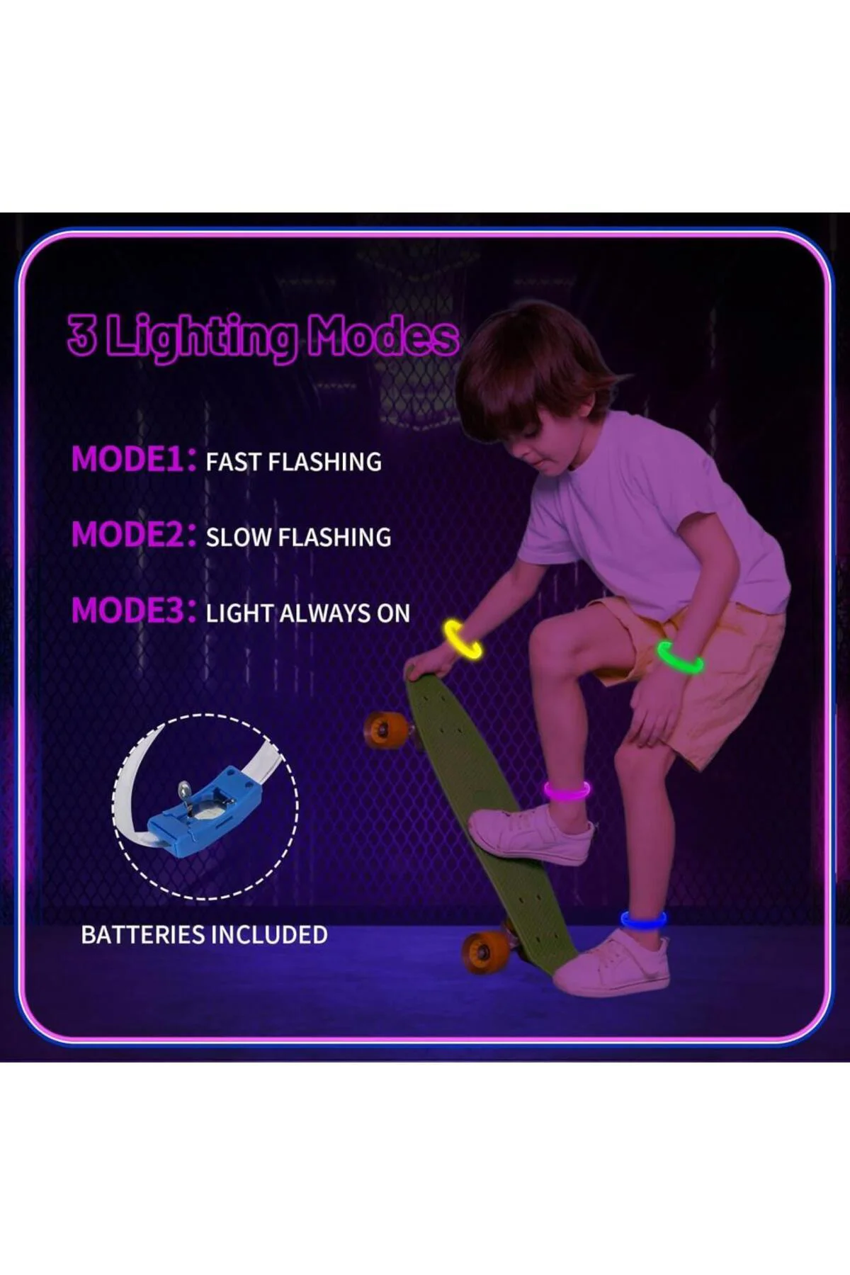Festival & Parti LED Bileklik 3 Farklı Mod Işıklı 1 Adet