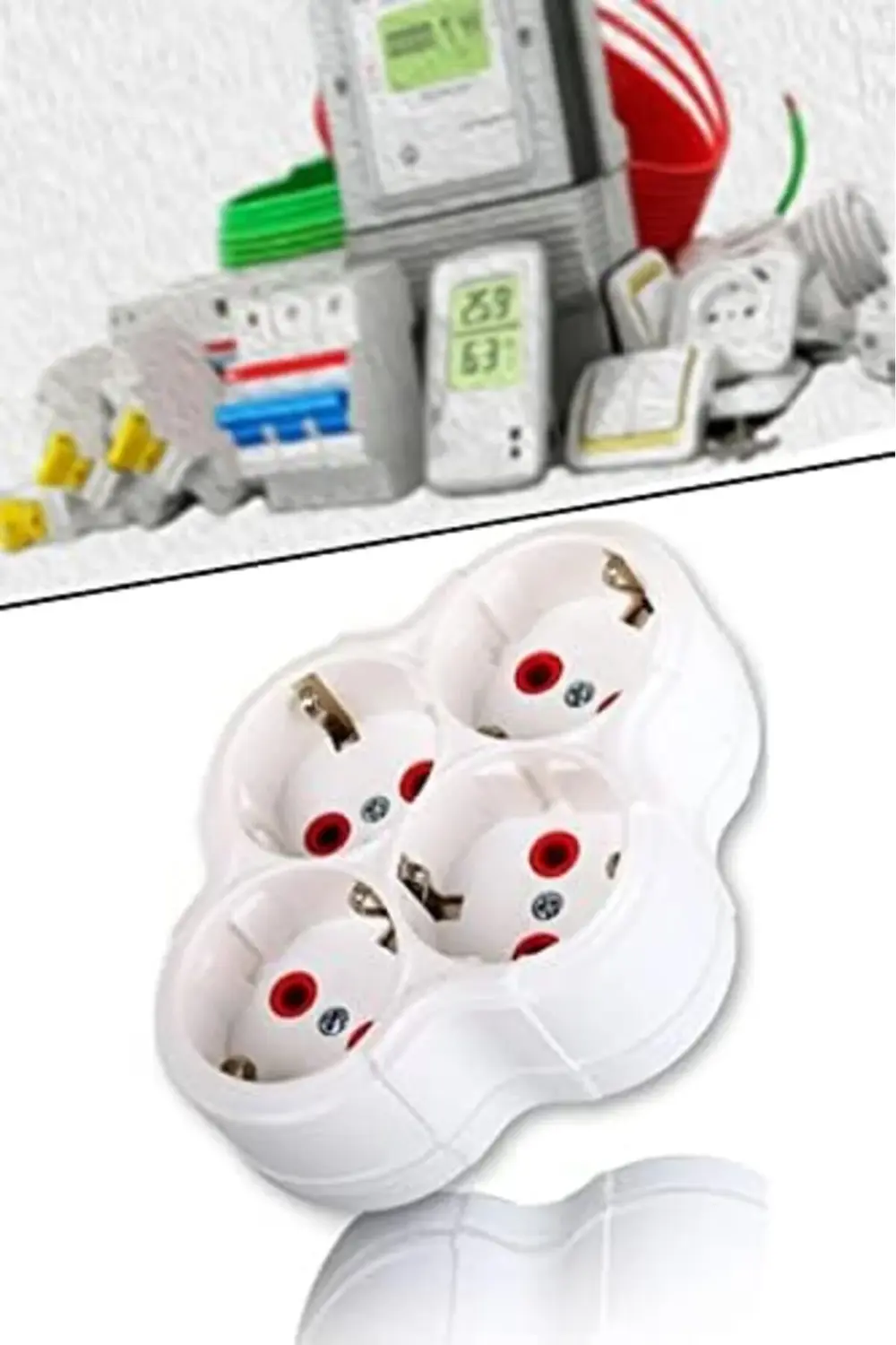 Fetih 101-04 4 Lü Topraklı Grup Fiş-Priz (Papatya Model) 1410 120