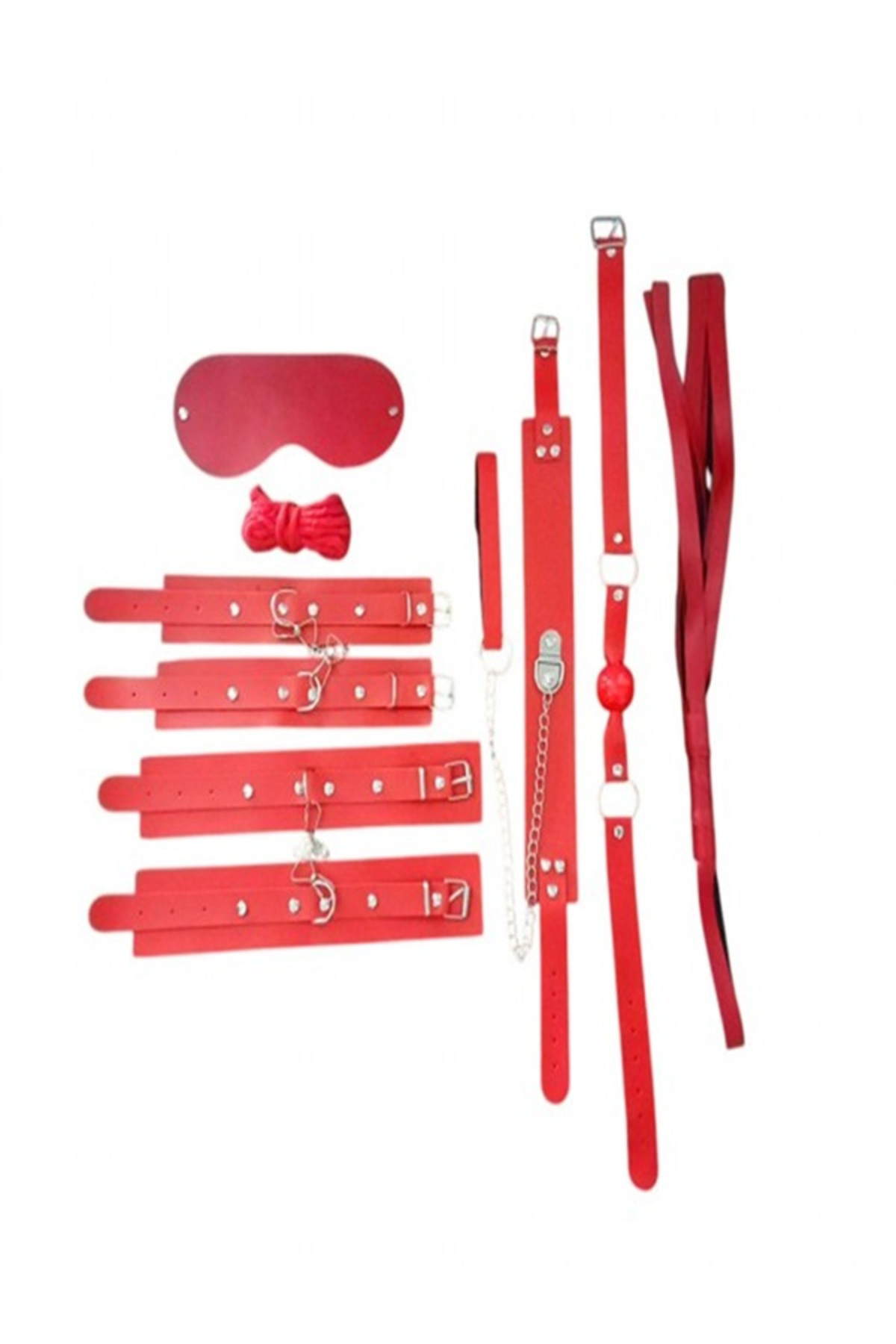 Fetilux 7 Parça Suni Deri BDSM Fetiş Fantezi Seti - Kırmızı Fetilux 7 Parça Suni Deri BDSM Fetiş Fantezi Seti - Kırmızı