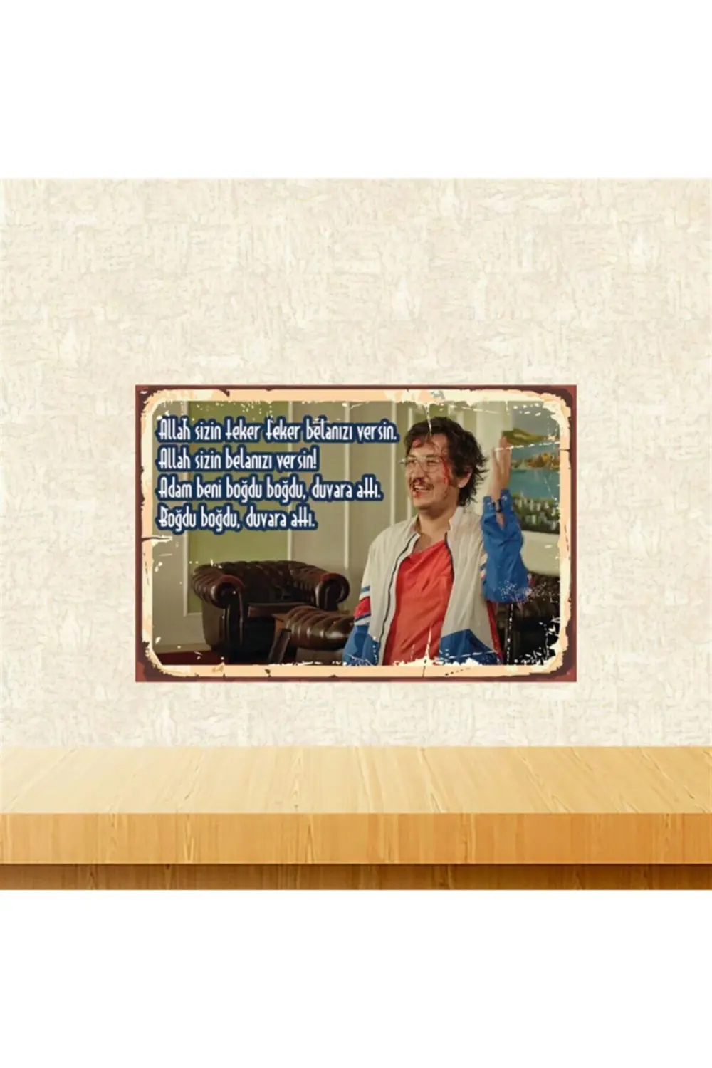 Feyyaz Yiğit Boğdu Boğdu Duvara Attı 20-30 Cm Retro Ahşap Poster 