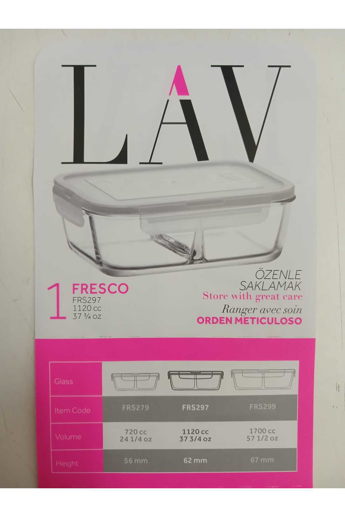 Lav Feyzade Fresco Cam Kilitli Saklama Kabi 2'Li Set 1120Cc Beyaz Kap