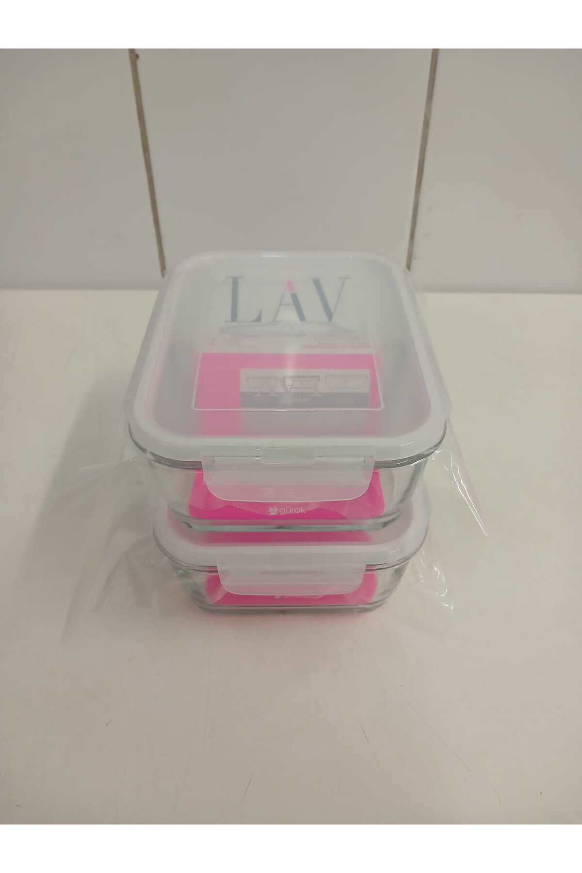 Lav Feyzade Fresco Cam Kilitli Saklama Kabi 2'Li Set 1120Cc Beyaz Kap