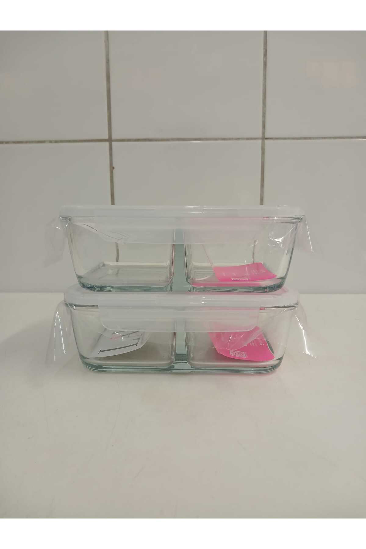 Lav Feyzade Fresco Cam Kilitli Saklama Kabi 2'Li Set 1120Cc Beyaz Kap