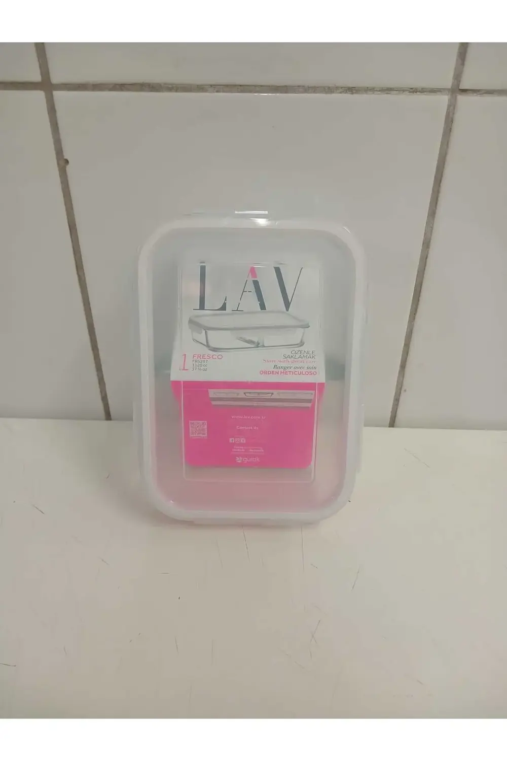 Lav Feyzade Fresco Cam Kilitli Saklama Kabı 2'Li Set 1120Cc Beyaz Kap